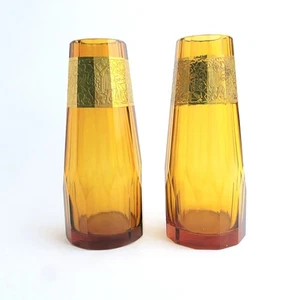Orosplastic Fipop Series by Moser Pair Vases with Gold Encrusted Friezes - Foto 1 di 6