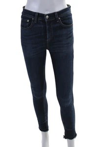 Rag & Bone Jean Womens Zip Front Tapered Leg Dark Wash Jeans Blue 26 - Picture 1 of 6