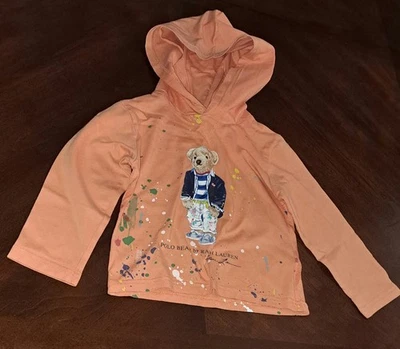 Polo Ralph Lauren Oso Pintura Acuática Niño Sudadera con Capucha 3/3t Tod, Naranja Foto 1 de 4