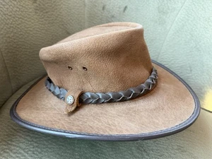 BC HATS Australia Brown Suede Genuine Buffalo Hide Hat Size Large - Picture 1 of 10