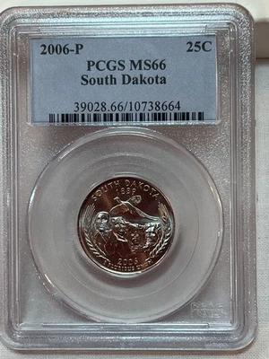 2006 P South Dakota State Quarter PCGS MS66 Cert# 10738664 - Image 1 of 4