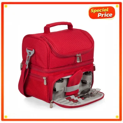 Picnic Time Oniva Pranzo Rojo Bolsa de Almuerzo Refrigerador con Utensilios y Kit Equipo Set Pro Foto 1 de 4