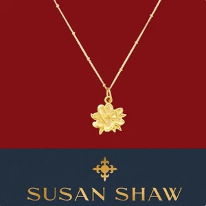 Delicado collar Susan Shaw oro magnolia 24k TPG - Imagen 1 de 10