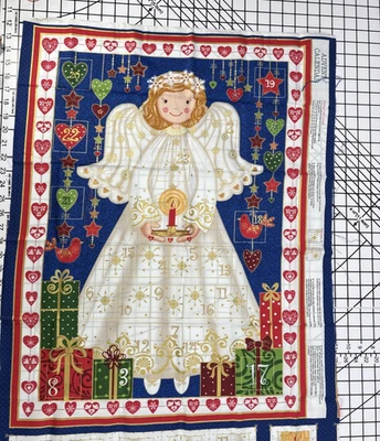 Ángel de Navidad Calendario de Adviento Panel de Tela Acentos Metálicos NUEVO FUERA DE STOCK Makower Reino Unido Foto 1 de 4