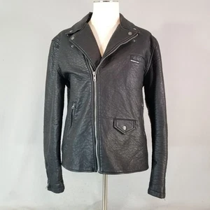Members Only jacket mens 2XL XXL balcke faux leather Biker NEW FLAWED AS IS - Picture 1 of 17