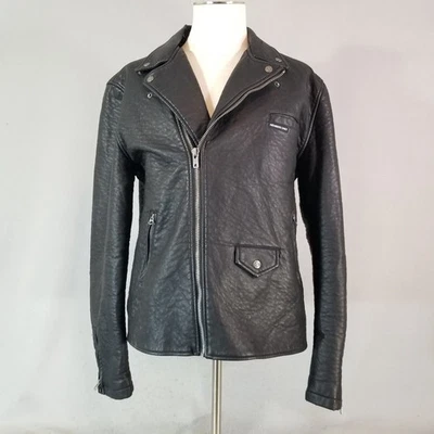 Members Only jacket mens 2XL XXL balcke faux leather Biker NEW FLAWED AS IS - Image 1 of 4