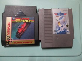 NES Top Gun, + Super Sprint, Tengen (NES, 1987), Cartridges only,,  TESTED
