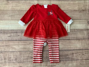 Baby Girl Cat & Jack Red Holiday One Piece Outfit Set Size 6-9M NEW NWT - Picture 1 of 6