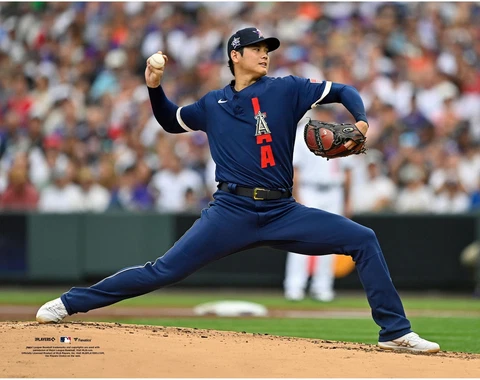 Shohei Ohtani Los Angeles Angels Unsigned 2021 ASG Pitching Photo Cover