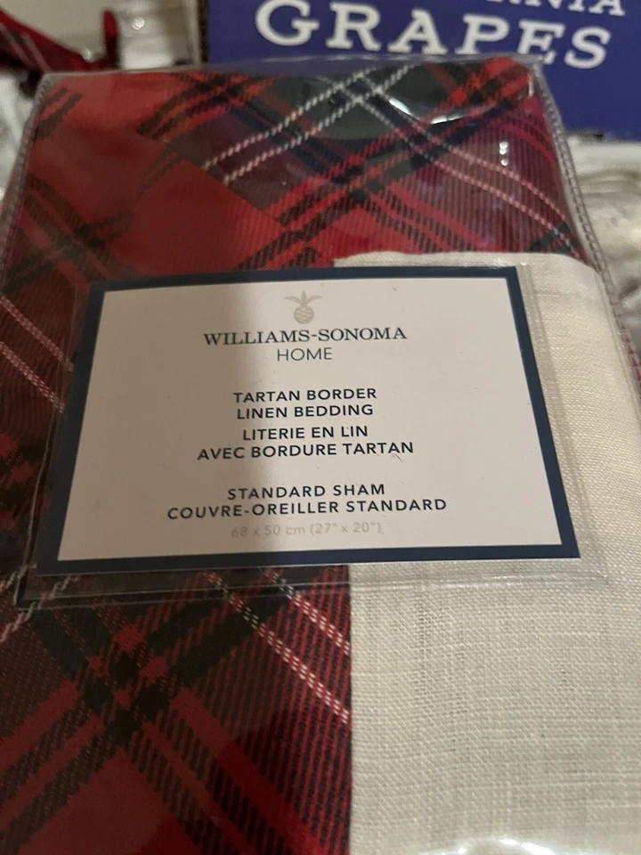 1 Williams Sonoma Rojo Estándar Tartán Borde Navidad Falsa Nuevo Foto 1 de 1