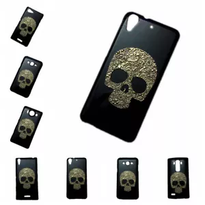 For Various Phones 3D Retro Metal Bronze Skull Black Back Hard Case Cover - Picture 1 of 11