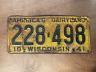 1941 Wisconsin License Plate # 228-498