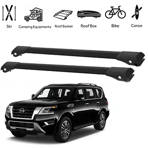 for Nissan Armada 2004–2016 Roof Rack Cross Bars Aluminum Gear Carrier BLACK x2 - Foto 1 di 17