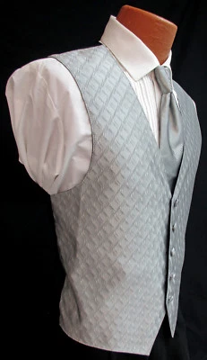 Men's Spectrum Silver Tuxedo Vest with Choice of Tie Bow or Long *Made in USA* - Image 1 of 3