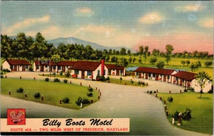 FREDERICK, MARYLAND - BILLY BOOTS ROADSIDE MOTEL - VINTAGE LINEN POSTCARD - Picture 1 of 2