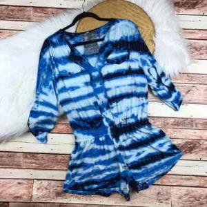 Young fabulous & broke womens small tiedye romper blue boho festive - Picture 1 of 6
