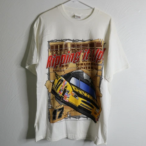 Matt Kenseth VTG #17 Wanted DeWalt Racing Men's TShirt Large Checkered Flag Cover