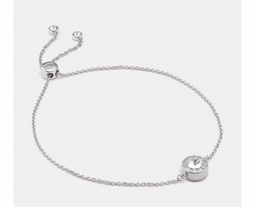 *NUOVO "BRACCIALE" CURSORE CERCHIO APERTO "COACH" (ARGENTO) CON ETICHETTE!