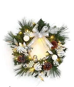 24" Prelit Christmas Wreath with Lights - Picture 1 of 7
