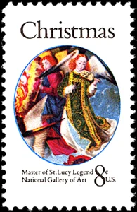 4 Mint CHRISTMAS ANGELS STAMPS: 15th Century Renaissance Art, Music Instruments - Foto 1 di 3