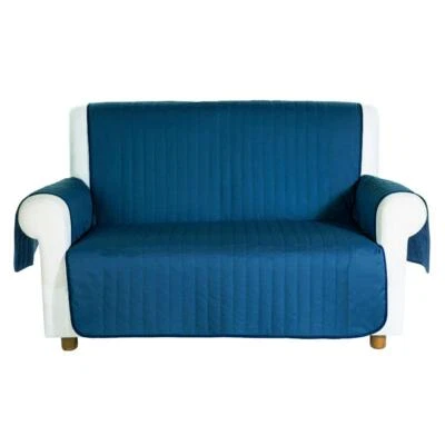 Copridivano trapuntato Caleffi Bicolor in cotone 2 posti blu - Immagine 1 di 2