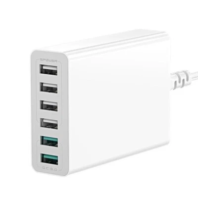 50W 6-Port Desktop Charger Multi USB Charging Station Adapter With 1.6m Cable - Image 1 of 4