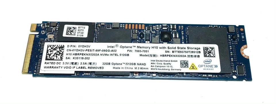 Intel Optane Memory 32GB + 512GB M.2 2280 Solid State Drive (HBRPEKNX0202A)