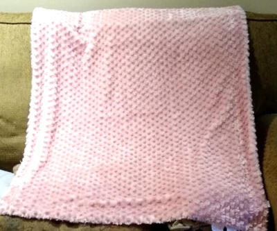 THRO By Marlo Lorenz Mauve Pink Fuzzy Rosette Minky Baby Security Blanket - Image 1 of 4