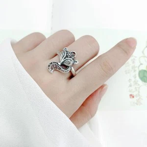 Fuchs Ringe Charms Schmuck Geschenke 925 Silber verstellbar Ring Luxus Vintage Damen - Bild 1 von 7