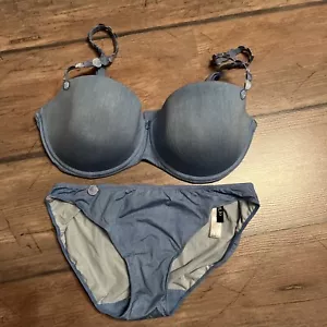 Marie Jo 85 E BH blau- auch als Neckholder tragbar mit passendem Slip 46 - Bild 1 von 6