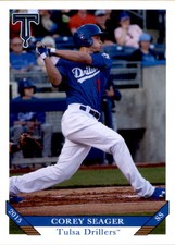 2015 Tulsa Drillers Grandstand #22 Corey Seager Charlotte North Carolina NC Card