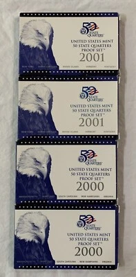 2000 (2 sets) & 2001 (2 sets) US Mint 50 State Quarters Proof - w/ Box & COA - Image 1 of 4