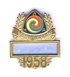 AMA Used Motorcycle 1958 Tour Award Badge, Brass, Enamaled 2-1/2" by 2" 5875 - Picture 1 of 2