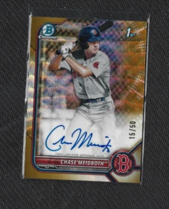 2022 Bowman Chrome Draft Auto Gold Wave Refractor Chase Meidroth 1st Bowman /50 - Picture 1 of 1