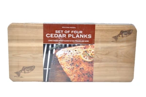 Williams Sonoma CEDAR Grilling PLANKS Set of 4 14" x 7" Sweet Smoky Flavor - Picture 1 of 2