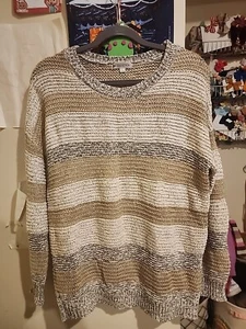 Downeast Collection Womens Gray Beige Pullover Knit Sweater New Size Large - Picture 1 of 6