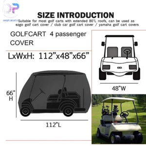 Cubierta impermeable para carro de golf para 4 pasajeros para EZGO Club Car Yamaha almacenamiento con cremallera - Imagen 1 de 7