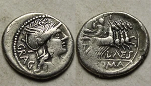 Rare ancient Roman silver coin Antestia Gragulus 136BC Denarius Jupiter quadriga - Picture 1 of 4