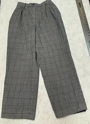 Pantalones a cuadros Ralph Lauren para mujer talla 4P tiro medio pata de gallo blanco y negro Foto 1 de 4