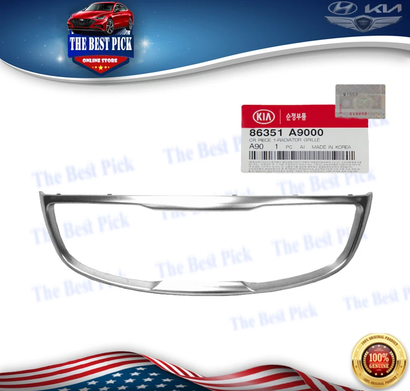 Guarnição de grade OEM para 2015-2018 Kia Sedona Center Chrome 86351A9000 grelha GENUÍNA - Imagem 1 de 4