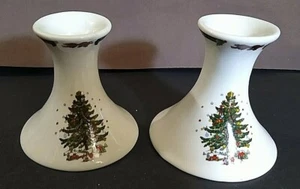 Christmas in the park Candlesticks pair sold as one lot - Picture 1 of 6