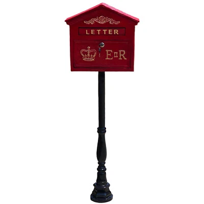 English ER II Mailbox in Red Cast Iron - Wall Mount or Standing - Image 1 of 3