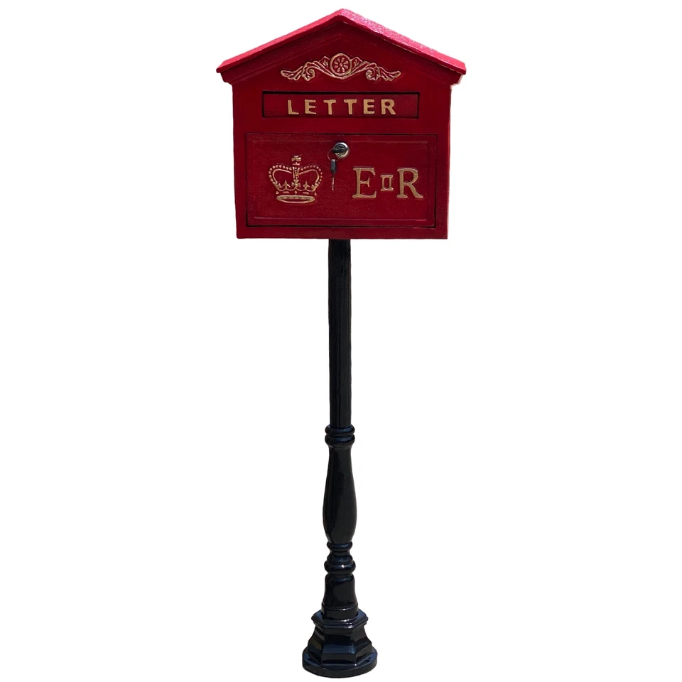 English ER II Mailbox in Red Cast Iron - Wall Mount or Standing - Image 1 of 3