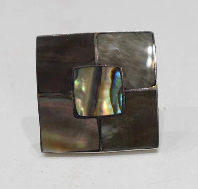 Anillo con incrustaciones de madreperla anillo ajustable de plata Indonesia Foto 1 de 2