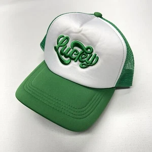 Cappello Lucky Uomo Verde Snapback Camionista Ricamato Maglia Regolabile Retrò Y2K - Foto 1 di 13