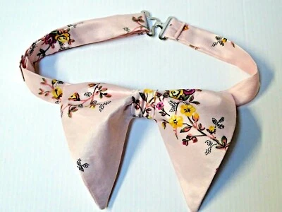 Handmade Blush Pink Floral Bow tie Vintage style 70's Gift 4 Him Wedding Pre-tie - Image 1 of 3