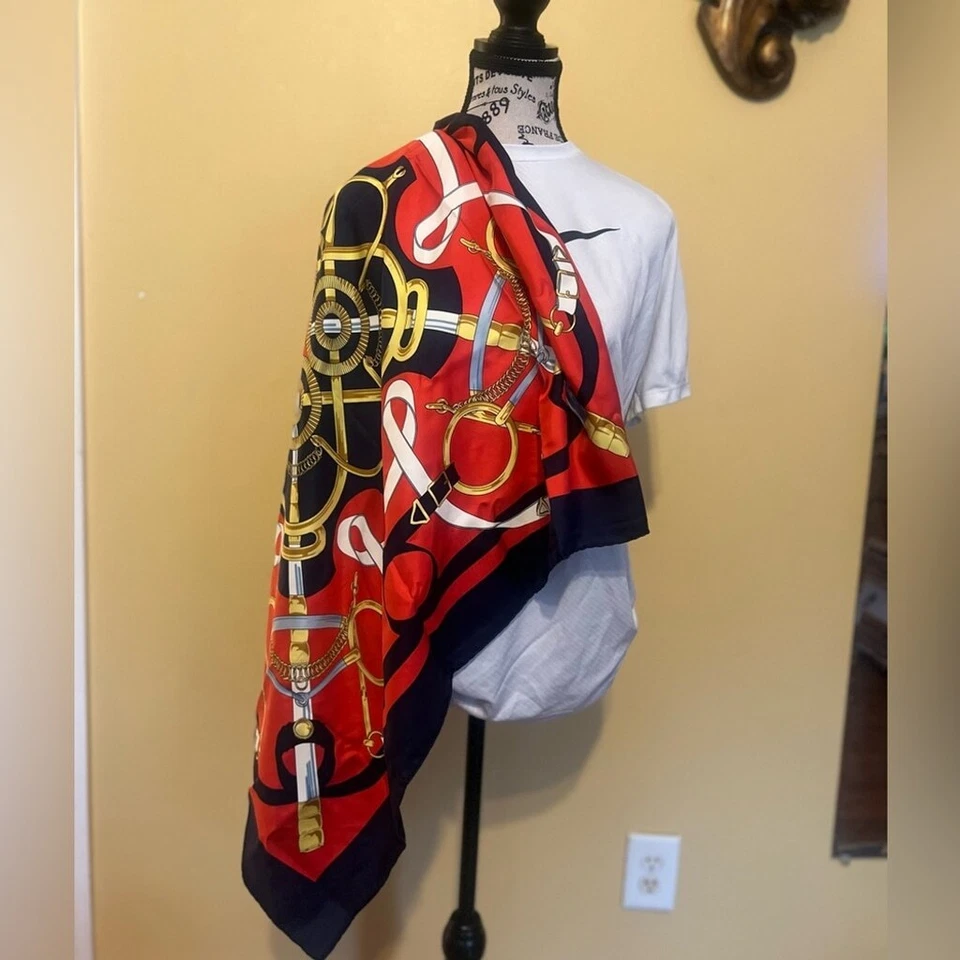 Hermes Paris Eperon D'or by Henri d' Origny Silk Scarf 35X35 - Image 1 of 4