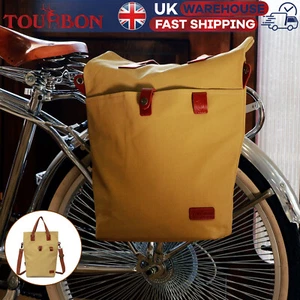 TOURBON Bicycle Single Pannier Bike Rear Rack Bag Canvas Handbag Khaki in UK - Picture 1 of 16