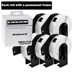 5Rolls White Multi-Purpose Address 400P/R Labels DK-1204 for Brother 0.66"x2.1" - Picture 1 of 11
