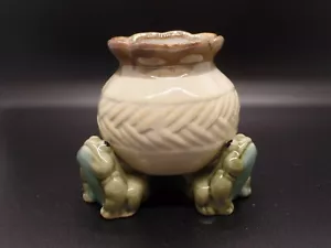 Anthropomorphe drei Frösche Keramik Übertopf oder lustiger Stifthalter - Bild 1 von 5